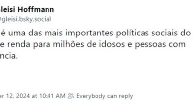 Gleisi critica secretário de Tebet que estuda mudar benefício de idoso