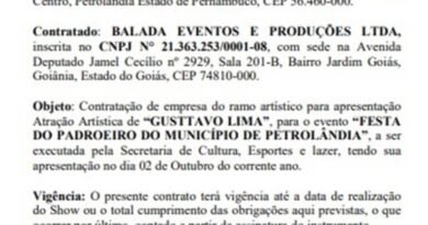 Contrato Gusttavo Lima Petrolândia - Metrópoles