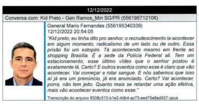 Imagem de documento da Polícia Federal sobre general mario golpista - Metrópoles