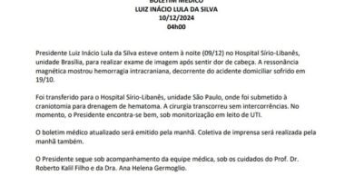 Boletim médico diz que cirurgia de Lula ocorreu “sem intercorrências”