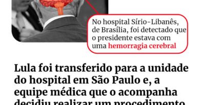 Infográfico sobre hemorragia intracraniana do presidente Lula - Metrópoles