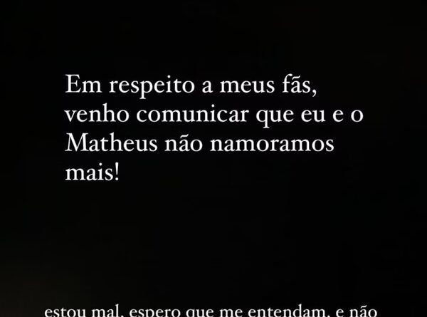 Hariany Almeida se pronuncia sobre término e vídeo de Matheus Vargas