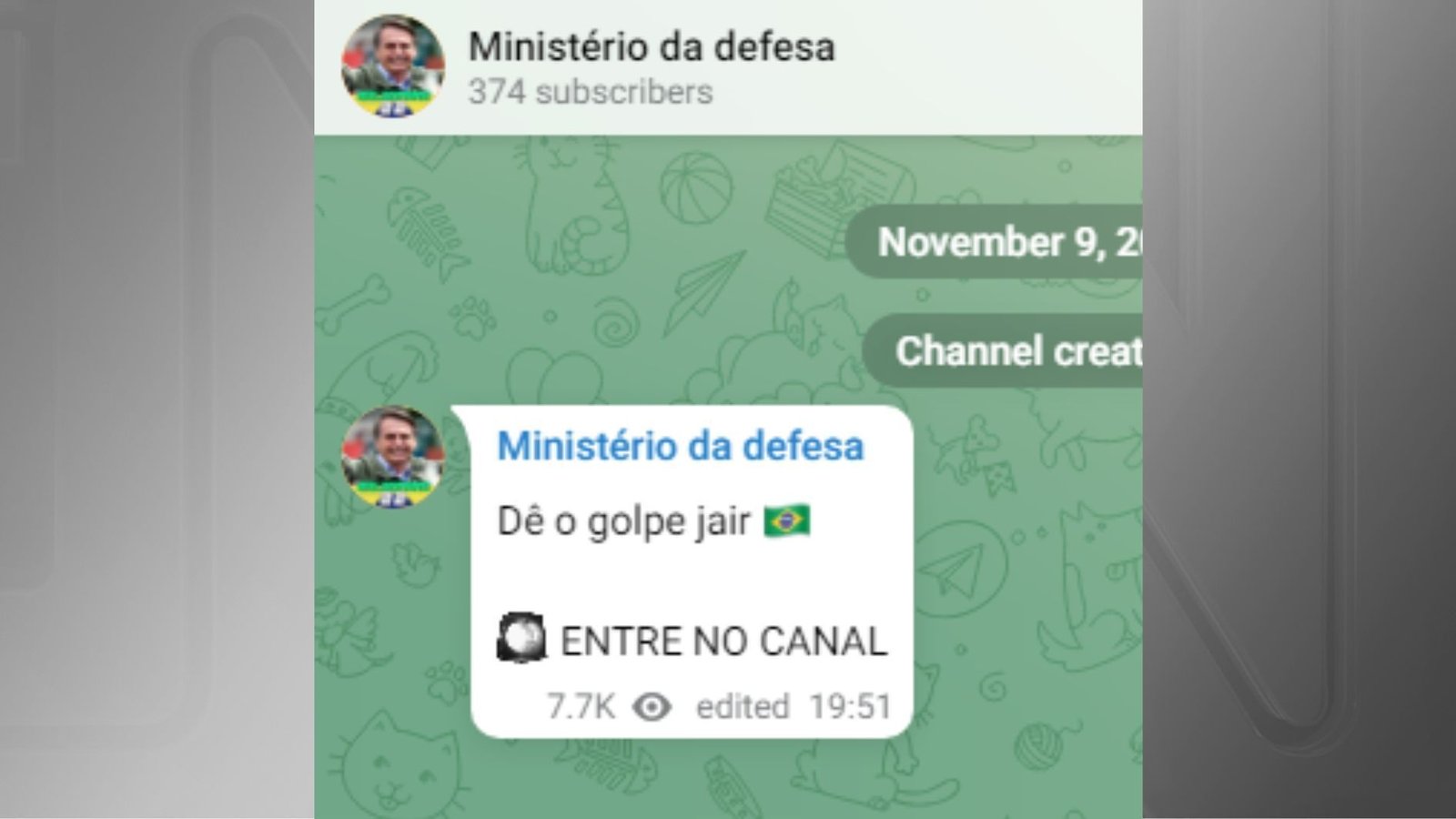 Ministério compartilhou link de canal com pedido de golpe de Estado em 2022